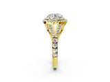 Yellow gold Double Halo Round Cut Diamond Split Shank Engagement Ring with Four-Prong Setting_9