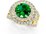 Yellow gold Double Halo Round Cut Diamond Split Shank Pave Set Ring_1