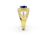 Yellow gold Double Halo Round Cut Diamond Split Shank Pave Set Ring_2