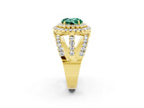 Yellow gold Double Halo Round Cut Diamond Split Shank Pave Set Ring_2