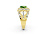 Yellow gold Double Halo Round Cut Diamond Split Shank Pave Set Ring_2