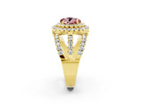 Yellow gold Double Halo Round Cut Diamond Split Shank Pave Set Ring_2