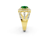 Yellow gold Double Halo Round Cut Diamond Split Shank Pave Set Ring_2