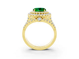 Yellow gold Double Halo Round Cut Diamond Split Shank Pave Set Ring_3