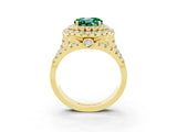 Yellow gold Double Halo Round Cut Diamond Split Shank Pave Set Ring_3