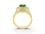 Yellow gold Double Halo Round Cut Diamond Split Shank Pave Set Ring_3