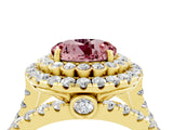 Yellow gold Double Halo Round Cut Diamond Split Shank Pave Set Ring_4