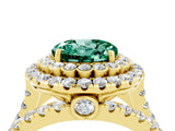 Yellow gold Double Halo Round Cut Diamond Split Shank Pave Set Ring_4