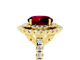 Yellow gold Double Halo Round Cut Garnet Pavé Band with Four-Prong Setting_5