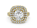 Yellow gold Double Halo Round Cut Pave Split Shank Prong Set Ring_18