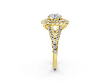 Yellow gold Double Halo Round Cut Pave Split Shank Prong Set Ring_20
