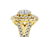 Yellow gold Double Halo Round Cut Pave Split Shank Prong Set Ring_23