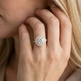 Yellow gold Double Halo Round Diamond Pavé Band Prong Setting Ring_8