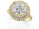 Yellow gold Double Halo Round Diamond Pave Band with Four-Prong Setting_61