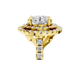 Yellow gold Double Halo Round Diamond Pave Band with Four-Prong Setting_65