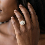 Yellow gold Double Halo Round Diamond Pave Split Shank Prong Setting Ring_8