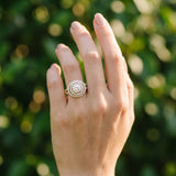 Yellow gold Double Halo Round Diamond Split Shank Prong Setting Ring_12