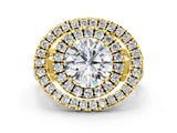 Yellow gold Double Halo Round Diamond Split Shank Prong Setting Ring_14