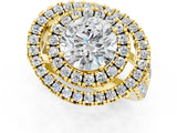 Yellow gold Double Halo Round Diamond Split Shank Prong Setting Ring_15