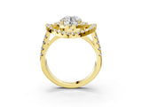 Yellow gold Double Halo Round Diamond Split Shank Prong Setting Ring_17