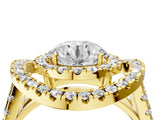Yellow gold Double Halo Round Diamond Split Shank Prong Setting Ring_18