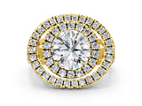 Yellow gold Double Halo Round Diamond Split Shank Prong Setting Ring_26