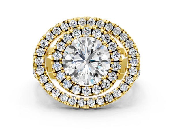 Yellow Gold Round Double Halo Engagement Ring Setting