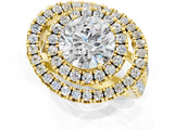 Yellow gold Double Halo Round Diamond Split Shank Prong Setting Ring_27