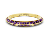 Yellow gold Double Row Pavé Round Amethyst Eternity Band with Channel Setting_6