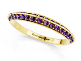 Yellow gold Double Row Pavé Round Amethyst Eternity Band with Channel Setting_7