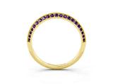 Yellow gold Double Row Pavé Round Amethyst Eternity Band with Channel Setting_9