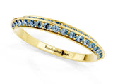 Yellow gold Double Row Pavé Round Aquamarine Eternity Band with Channel Setting_7