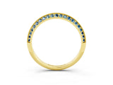 Yellow gold Double Row Pavé Round Aquamarine Eternity Band with Channel Setting_9