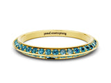 Yellow gold Double Row Pavé Round Blue Topaz Eternity Band with Channel Setting_18