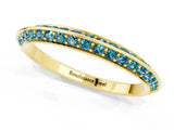 Yellow gold Double Row Pavé Round Blue Topaz Eternity Band with Channel Setting_19