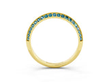 Yellow gold Double Row Pavé Round Blue Topaz Eternity Band with Channel Setting_21