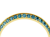 Yellow gold Double Row Pavé Round Blue Topaz Eternity Band with Channel Setting_22