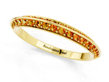 Yellow gold Double Row Pavé Round Citrine Eternity Band with Channel Setting_31