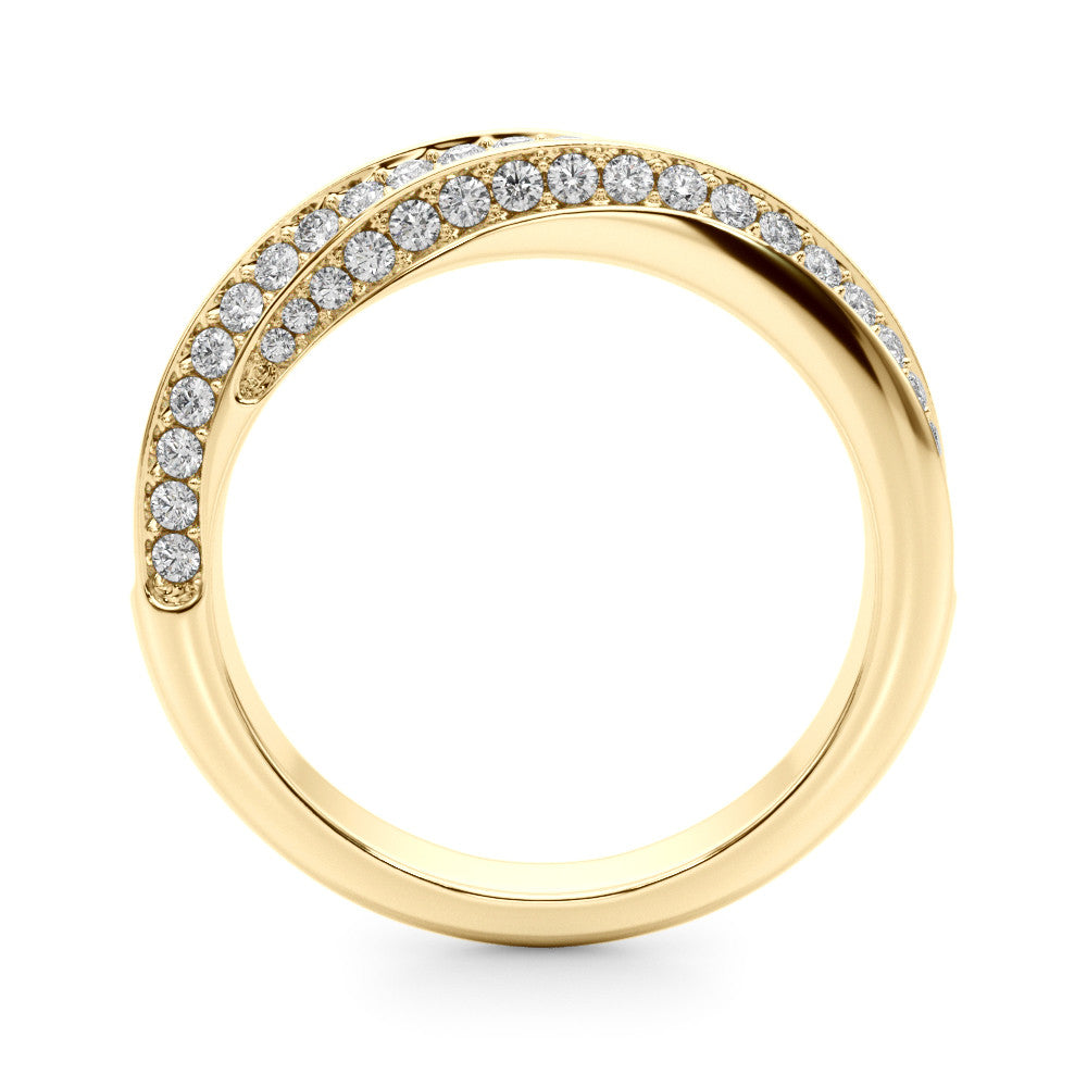 Yellow gold Double Row Pavé Round Diamond Channel Set Band 1