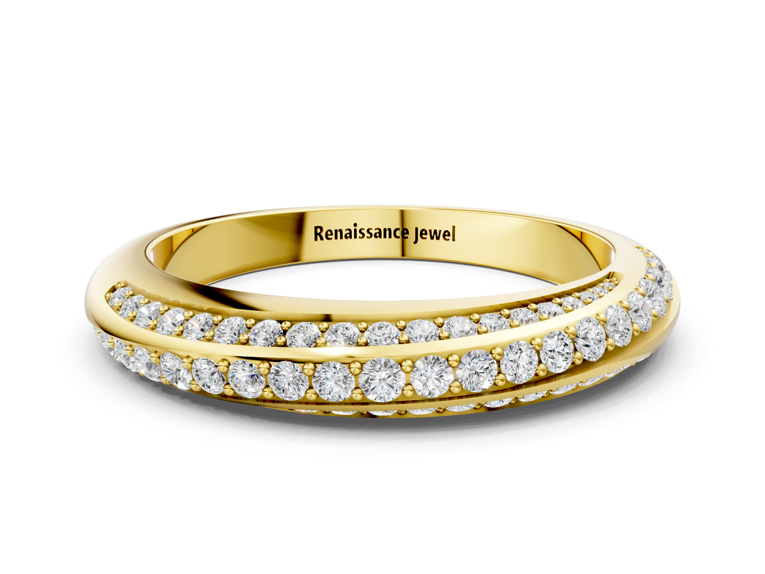 Yellow gold Double Row Pavé Round Diamond Channel Set Band_4