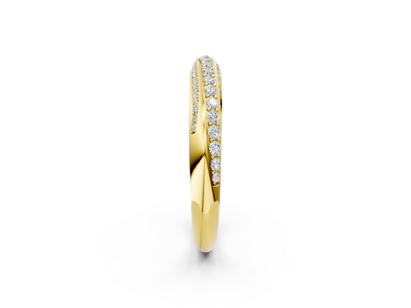 Yellow gold Double Row Pavé Round Diamond Channel Set Band