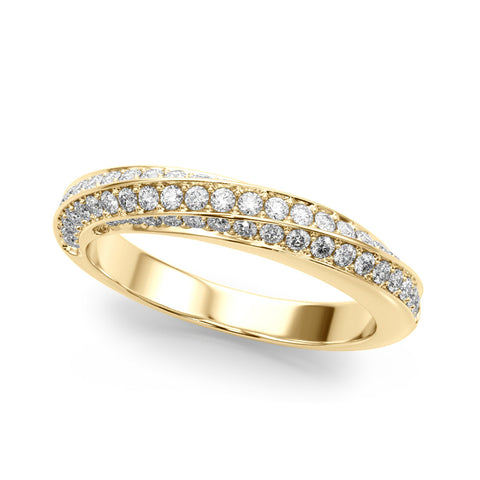 Yellow gold Double Row Pavé Round Diamond Channel Set Band
