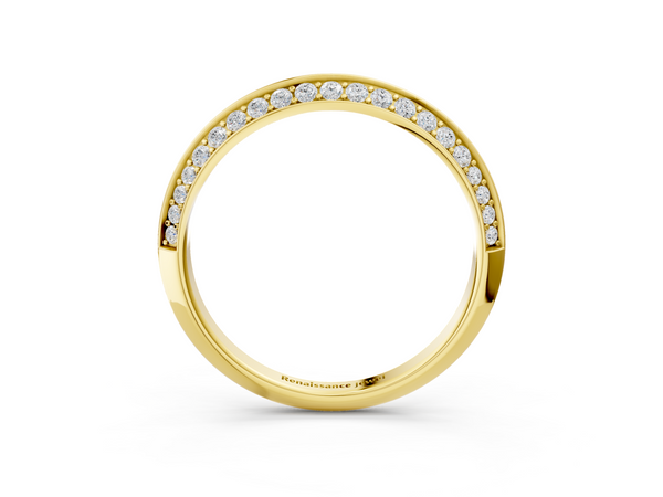 Yellow gold Double Row Pavé Round Diamond Eternity Band with Channel Setting