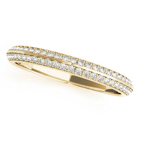 Yellow gold Double Row Pavé Round Diamond Eternity Band with Channel Setting