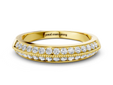 Yellow gold Double Row Pavé Round Diamond White Gold Band with Shared Prong Setting_22