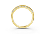 Yellow gold Double Row Pavé Round Diamond White Gold Band with Shared Prong Setting_25