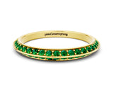 Yellow gold Double Row Pavé Round Emerald Eternity Band with Channel Setting_18