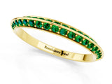 Yellow gold Double Row Pavé Round Emerald Eternity Band with Channel Setting_19