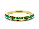 Yellow gold Double Row Pavé Round Emerald Eternity Band with Channel Setting_30
