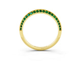Yellow gold Double Row Pavé Round Emerald Eternity Band with Channel Setting_33